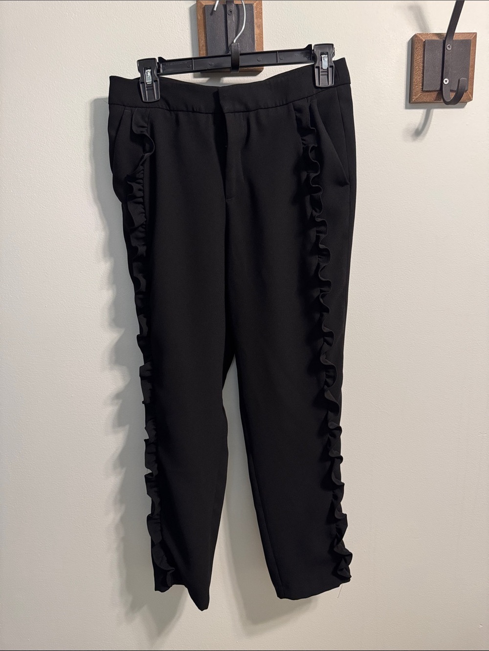 Zara Black Ruffle-Trim Trousers